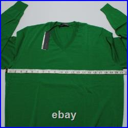 Drumohr NWT V-Neck Sweater Size 50 (US M) in Solid Green 100% Merino Wool