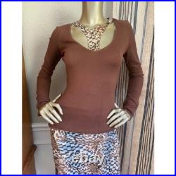 EUC Roberto Cavalli Beaded Rhinestone Racer Front Super Soft Sweater M