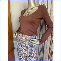 EUC Roberto Cavalli Beaded Rhinestone Racer Front Super Soft Sweater M