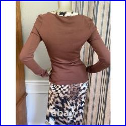 EUC Roberto Cavalli Beaded Rhinestone Racer Front Super Soft Sweater M