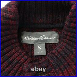 Eddie Bauer Cardigan Knitted Sweater Thick Long Sleeve High Neck Cable Used