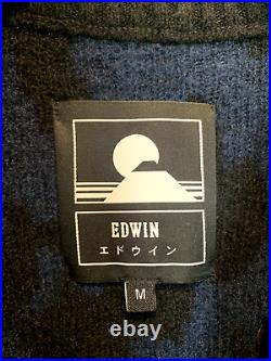 Edwin Elios Trucker wool Sweater medium black blue RRP £200