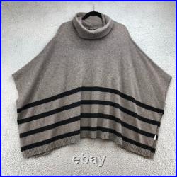 Eileen Fisher Poncho Sweater Jumper Womens Medium Large Gray Stripe Turtleneck Eileen Fisher Poncho Sweater Jumper Womens Medium Large Gray Stripe Turtleneck