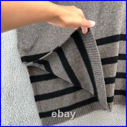 Eileen Fisher Poncho Sweater Jumper Womens Medium Large Gray Stripe Turtleneck