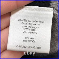 Eileen Fisher Poncho Sweater Jumper Womens Medium Large Gray Stripe Turtleneck