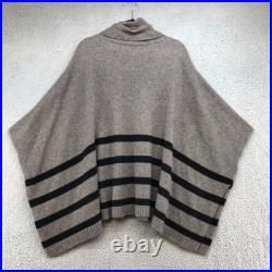 Eileen Fisher Poncho Sweater Jumper Womens Medium Large Gray Stripe Turtleneck Eileen Fisher Poncho Sweater Jumper Womens Medium Large Gray Stripe Turtleneck