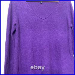Eileen Fisher Purple 100% Wool V-Neck Sharkbite Hem Tunic Sweater Womens Medium Eileen Fisher Purple 100% Wool V-Neck Sharkbite Hem Tunic Sweater Womens Medium