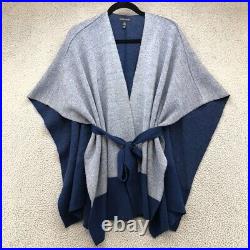 Eileen Fisher Sweater Jumper Cardigan Shawl Womens Small Medium Blue Gray Belted