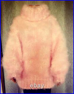 Exclusive Heavy Luxury Yorks Mohair Sweater. Thick Hand Knit 18 Strands, Pink, Soft