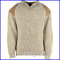 Exmoor 1/4 Zip Sweater Jumper British Wool washable suede patches £10 off SALE