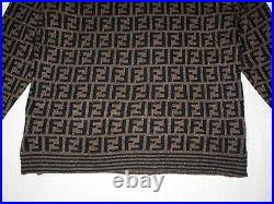 FENDI sweater brown black wool women ladies jumper zucca monogram S M