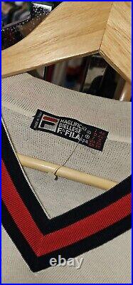 FILA Maglificio Biellese Wool Sweater Size Medium Deadstock 1980's Original New