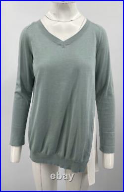 Fabiana Filippi STAINED Combo V-Neck Sweater in Blue sz M