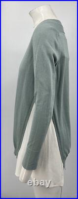 Fabiana Filippi STAINED Combo V-Neck Sweater in Blue sz M