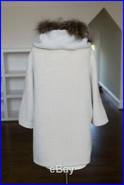 Fabiana Filippi Wool Cashmere Vest Top poncho fox Trim size M