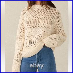 Faherty Open Knit Whitecap Sweater Cream NWT