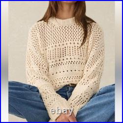 Faherty Open Knit Whitecap Sweater Cream NWT
