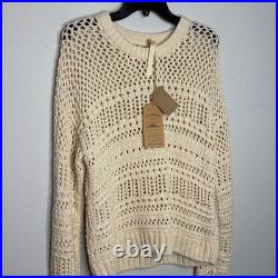 Faherty Open Knit Whitecap Sweater Cream NWT