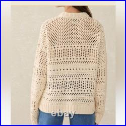 Faherty Open Knit Whitecap Sweater Cream NWT