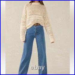 Faherty Open Knit Whitecap Sweater Cream NWT