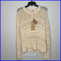 Faherty Open Knit Whitecap Sweater Cream NWT