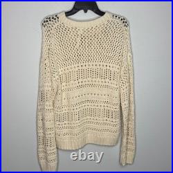 Faherty Open Knit Whitecap Sweater Cream NWT