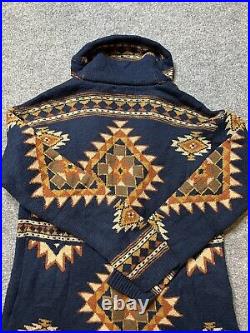 Faherty Size Medium Cardigan Sweater Yellowtail Wolf Mountain Aztec Print NEW