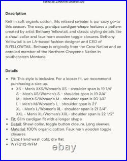 Faherty Size Medium Cardigan Sweater Yellowtail Wolf Mountain Aztec Print NEW