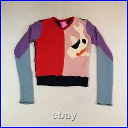 Fake London Womens Cashmere Sweater Size M Colorblock Fish Shark NWOT