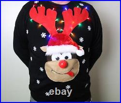Family Matching Christmas Jumper / Sweater light up, nose, music men & women