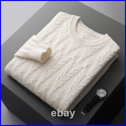 Fashion Bottomed Sweater Mens Round Neck Thicken Sweater Casual Business Sweater