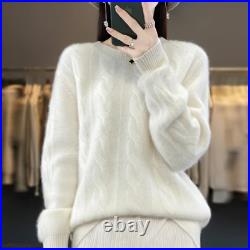 Faux Wool Winter Women Sweaters Casual Jumper Pullover O-Neck Knit Loose Clothes