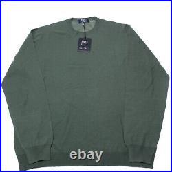 Fedeli NWT Pullover Crew Neck Sweater Size 50 US Medium In Solid Green 100% Wool