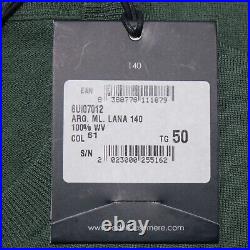 Fedeli NWT Pullover Crew Neck Sweater Size 50 US Medium In Solid Green 100% Wool