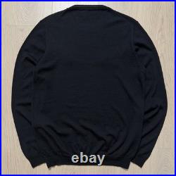 Fendi Bug Eye Long Sleeve Fine Virgin Wool Knit Sweater Mens Medium Black 2019