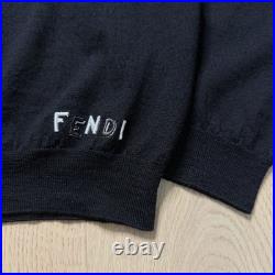 Fendi Bug Eye Long Sleeve Fine Virgin Wool Knit Sweater Mens Medium Black 2019