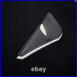 Fendi Bug Eye Long Sleeve Fine Virgin Wool Knit Sweater Mens Medium Black 2019