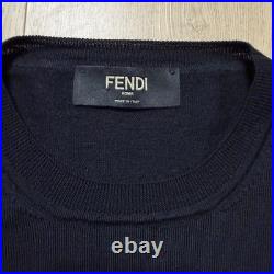 Fendi Bug Eye Long Sleeve Fine Virgin Wool Knit Sweater Mens Medium Black 2019