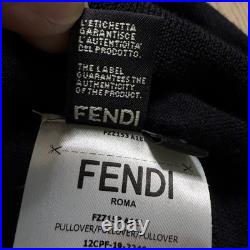Fendi Bug Eye Long Sleeve Fine Virgin Wool Knit Sweater Mens Medium Black 2019