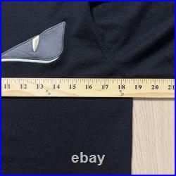 Fendi Bug Eye Long Sleeve Fine Virgin Wool Knit Sweater Mens Medium Black 2019