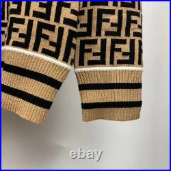 Fendi Classic FF Letter Cardigan Brown Women Button Wool Sweater