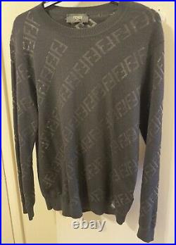 Fendi FF Jacquard Sweater Size 48 IT Medium Black