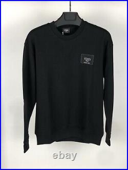 Fendi Men Black Sweater Sweatshirt Logo Embroidered Size M