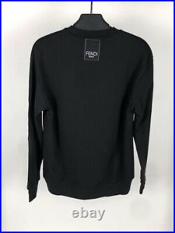 Fendi Men Black Sweater Sweatshirt Logo Embroidered Size M