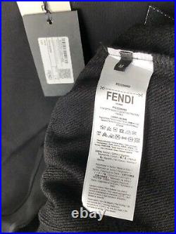 Fendi Men Black Sweater Sweatshirt Logo Embroidered Size M