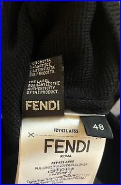 Fendi Mens Sweater Jumper Top Size UK 48 M 94% Wool FF Logo Black