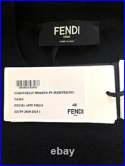Fendi Sweater Jumper Top Mens Size UK 48 M 94% Wool FF Logo Black