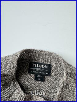 Filson Knit Sweater Medium 3 Gauge Brown Mix Wool Scotland Long Sleeve