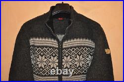 Fjallraven Men's Grey Wool Zipped Knit Sweater Jumper With Logo Size M Medium