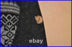 Fjallraven Men's Grey Wool Zipped Knit Sweater Jumper With Logo Size M Medium
